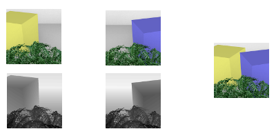 A picture of a yellow cube is combined with a picture of a blue cube into one one image.